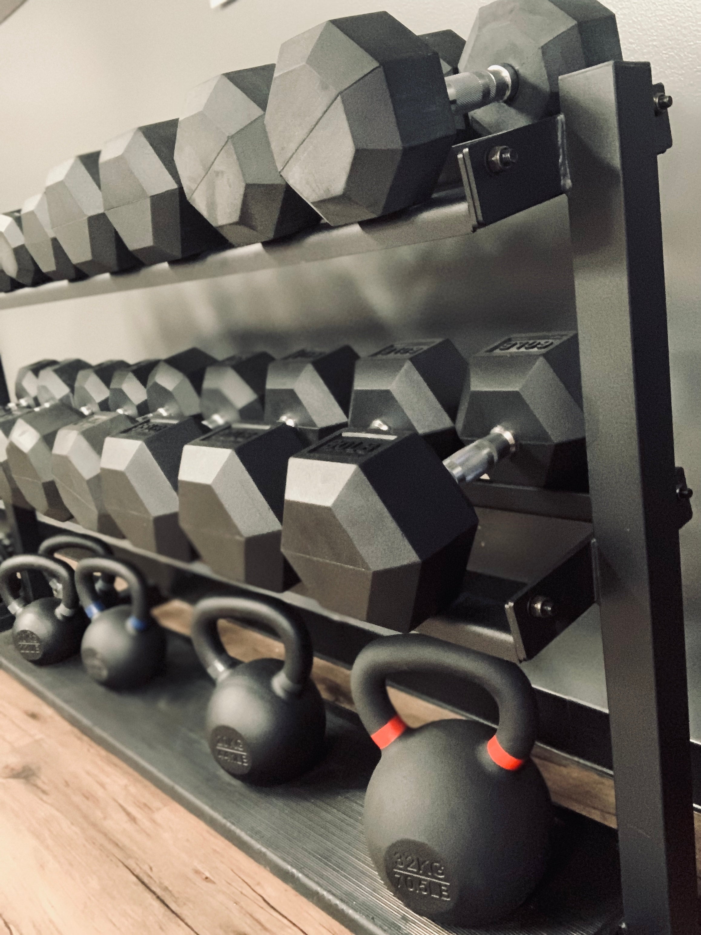 Dumbbell and Kettle bell rack Crane Fitness Equipment